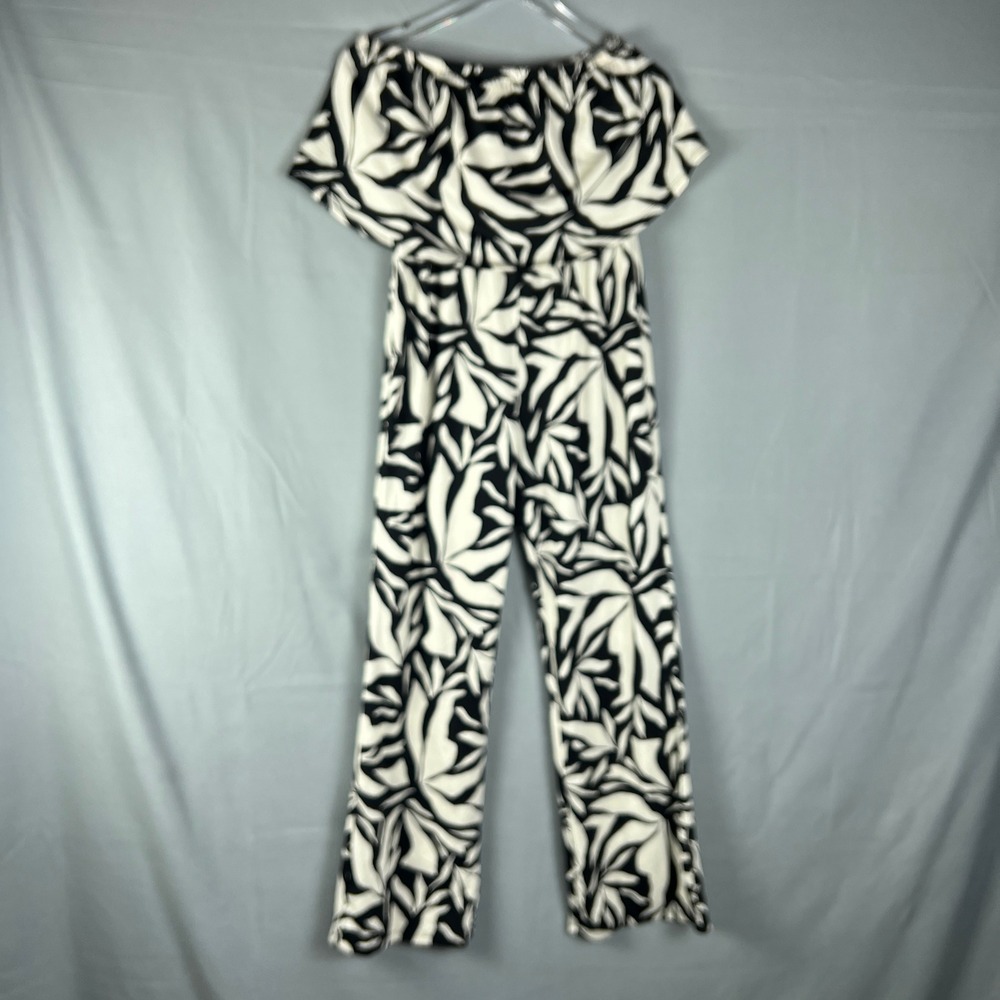 Timing Jumpsuit Womens Medium Multicolor Abstract Off The Shoulder Straight Leg